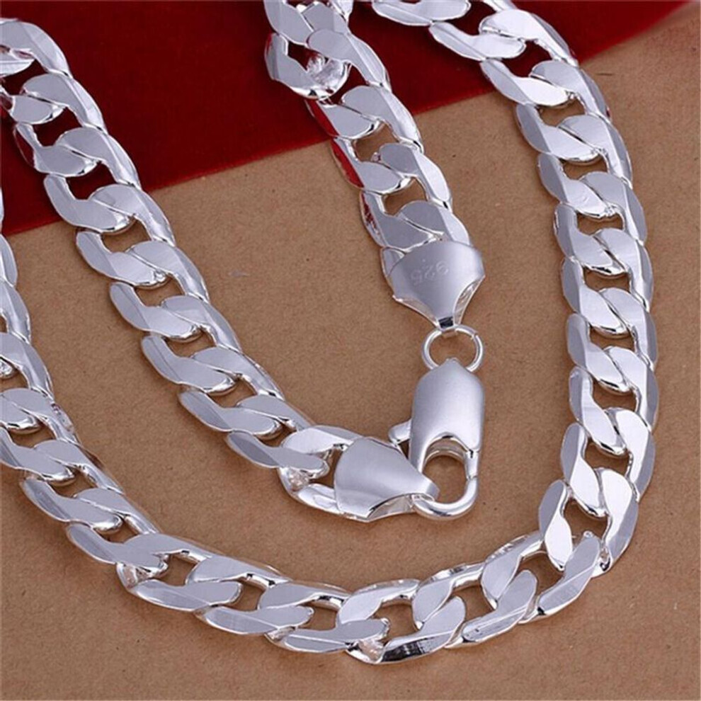 Maxpower (As The Picture, 50Cm) 18 -30Inch 925 Stamped 12Mm Chain Necklace Big Noble Beautiful Fashion Charm Solid Men Women Silver