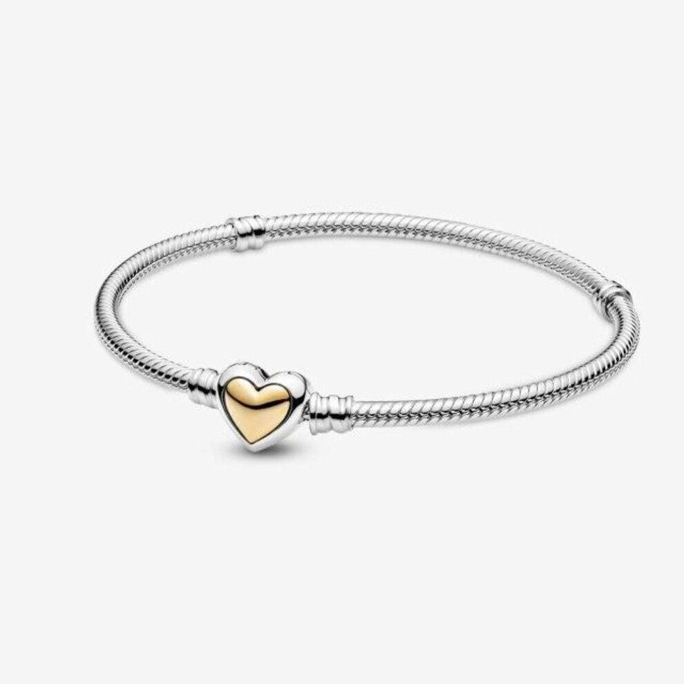 (as the picture, 17cm) Original 925 Sterling Silver Bracelet Snake Chain Charm Bead Bracelets Bangles Women Diy Luxury Fine Jewelry