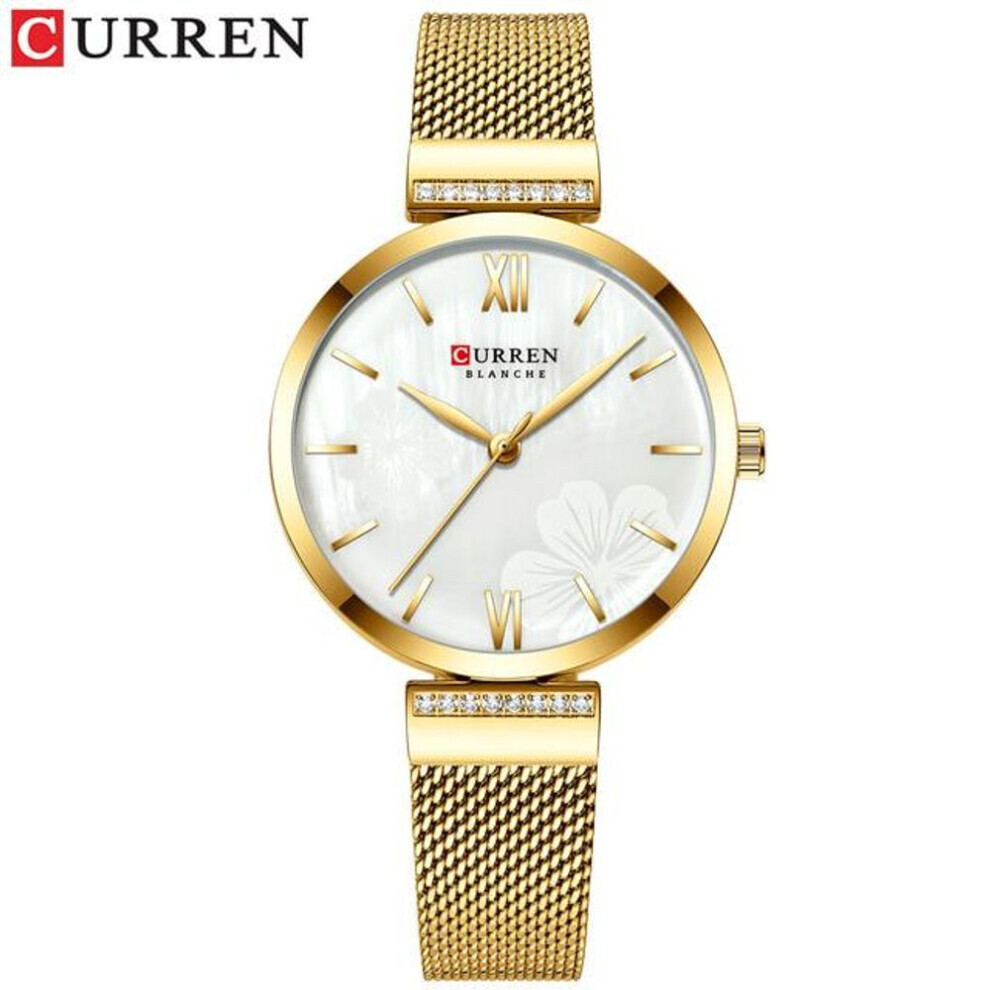 Maxpower (Gold) Curren Watches Women's Simple Fashion Quartz Watch Ladies Wristwatch Charm Bracelet Stainless Steel Clock 9067 Gold