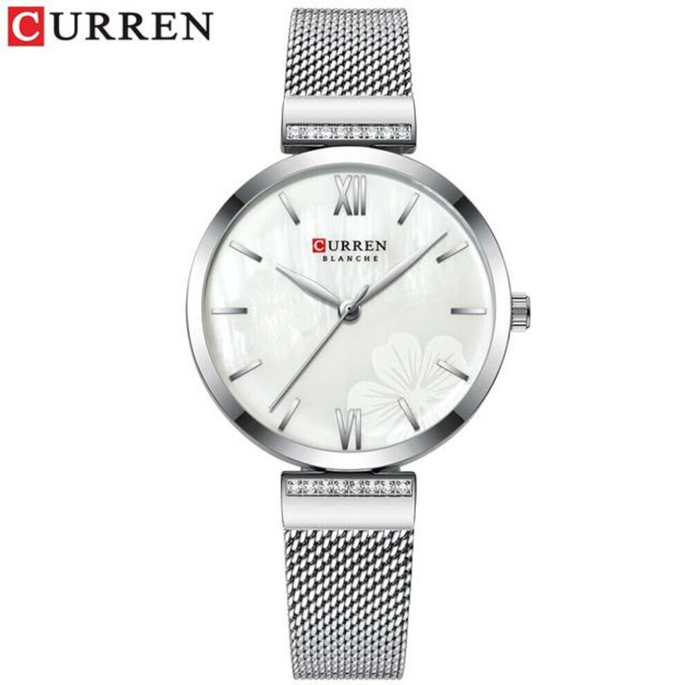 Maxpower (Silver) Curren Watches Women's Simple Fashion Quartz Watch Ladies Wristwatch Charm Bracelet Stainless Steel Clock 9067 Silver