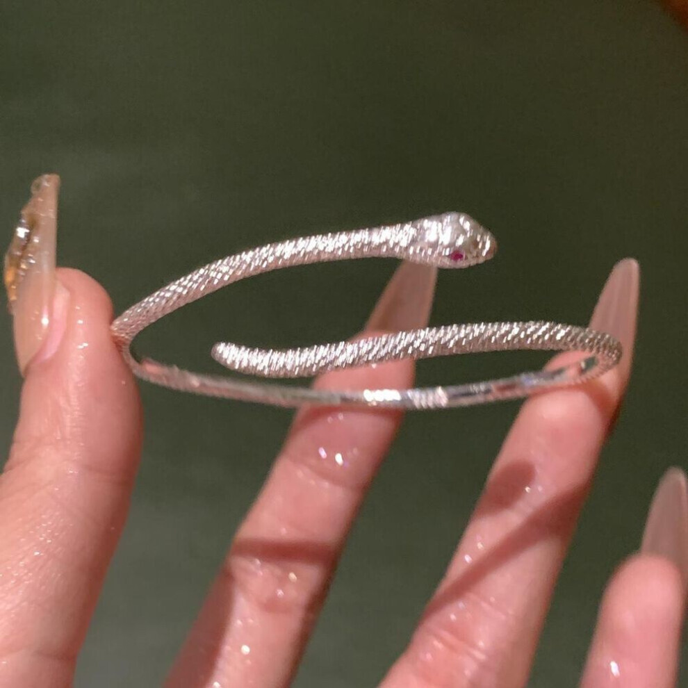 (silver) Retro Serpentine Opening Bracelet Fashion Stacked Wristband Handmade Accessories Temperament Cool Style Festival Party Gifts Does Not Fade Jewelry