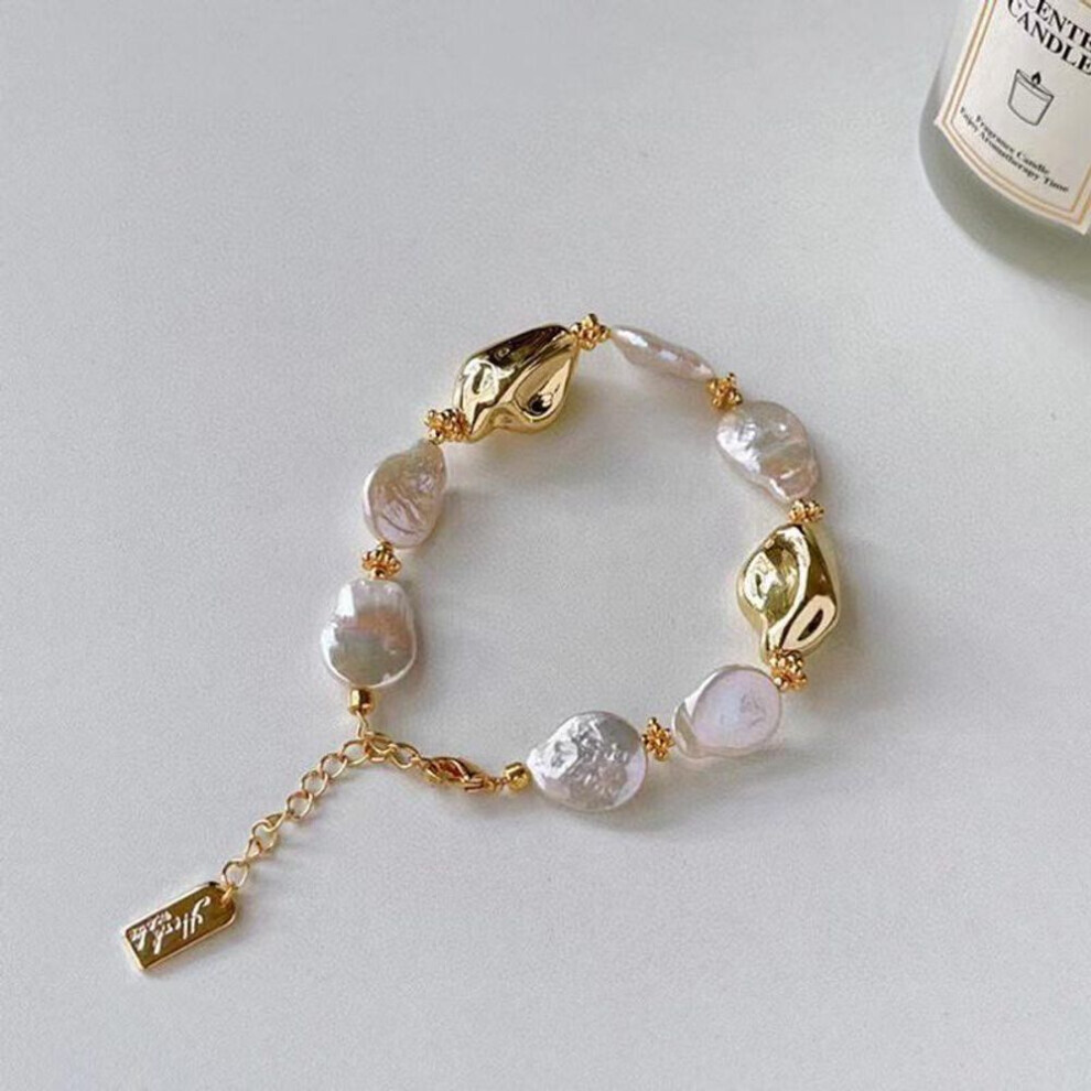 Maxpower (As The Picture, Bracelet) Baroque Freshwater Pearl Necklace: Elegant Retro Clavicle Chain For Women White