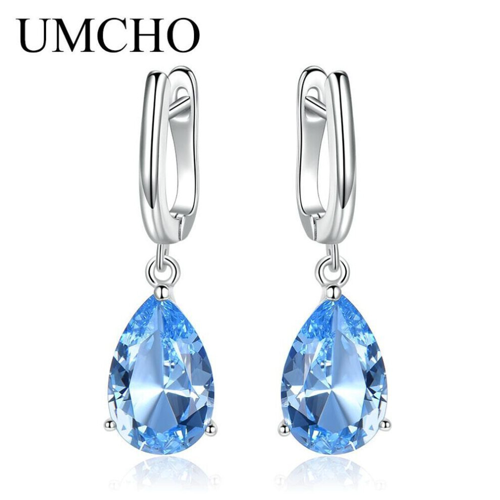 Maxpower (As The Picture) Umcho Clip Earrings For Women Nano Topaz Gemstone Engagement Wedding Anniversary Fine Jewelry Blue
