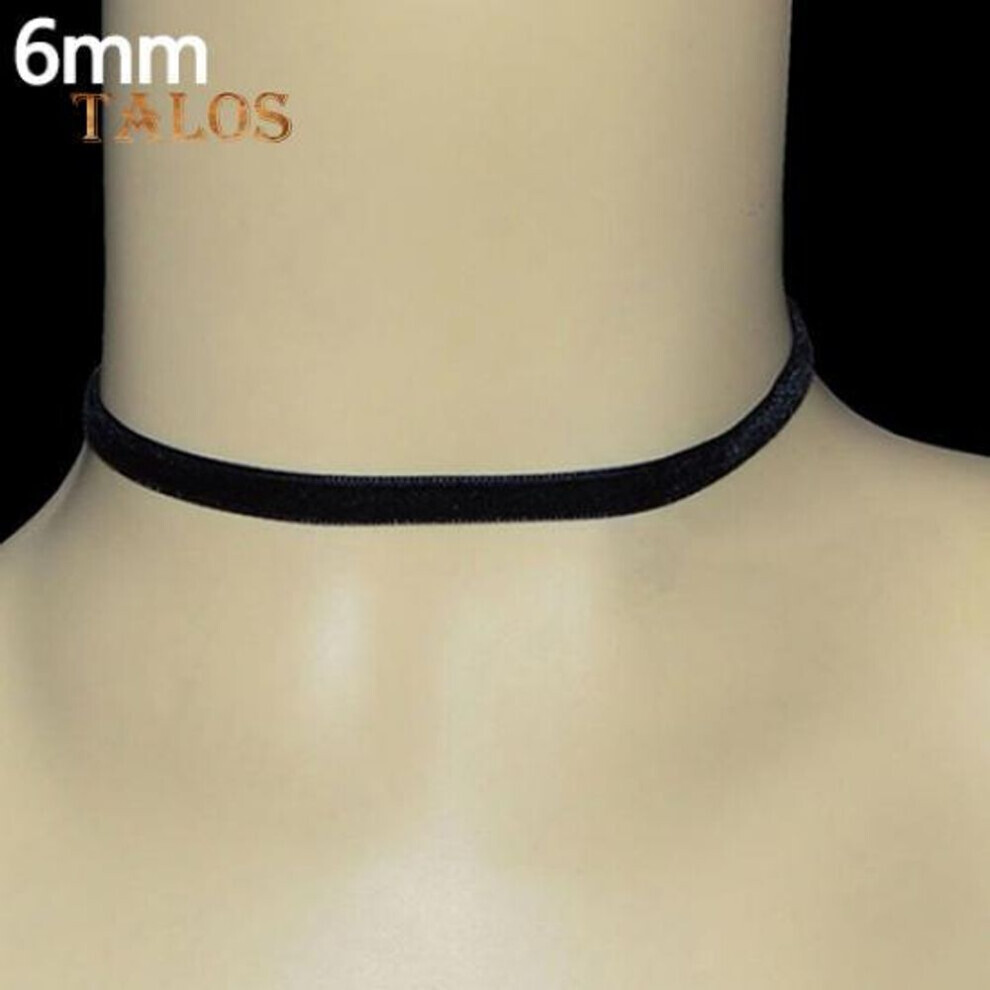 (Black Velvet 6mm) Women Lady Black Velvet Choker Gothic Necklace Simple Retro Jewelry Xmas Gift Suspension Trinket