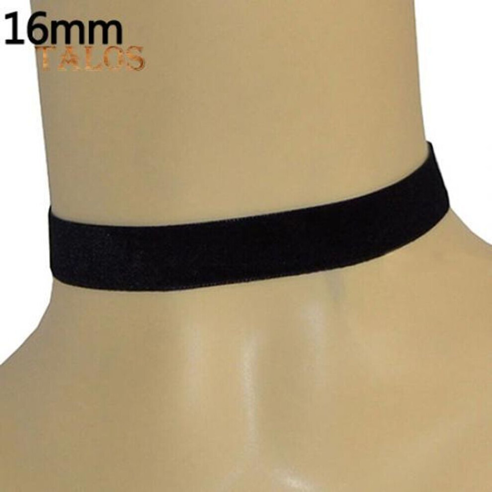 (Black Velvet 16mm) Women Lady Black Velvet Choker Gothic Necklace Simple Retro Jewelry Xmas Gift Suspension Trinket