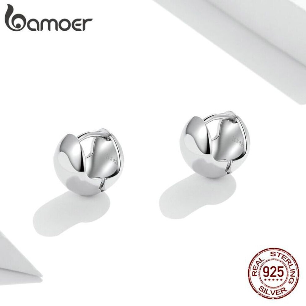 Maxpower (, A) Bamoer 925 Sterling Simple Buckle Earrings Romantic Mirror Polishing Earrings For Women Fine Jewelry Silver