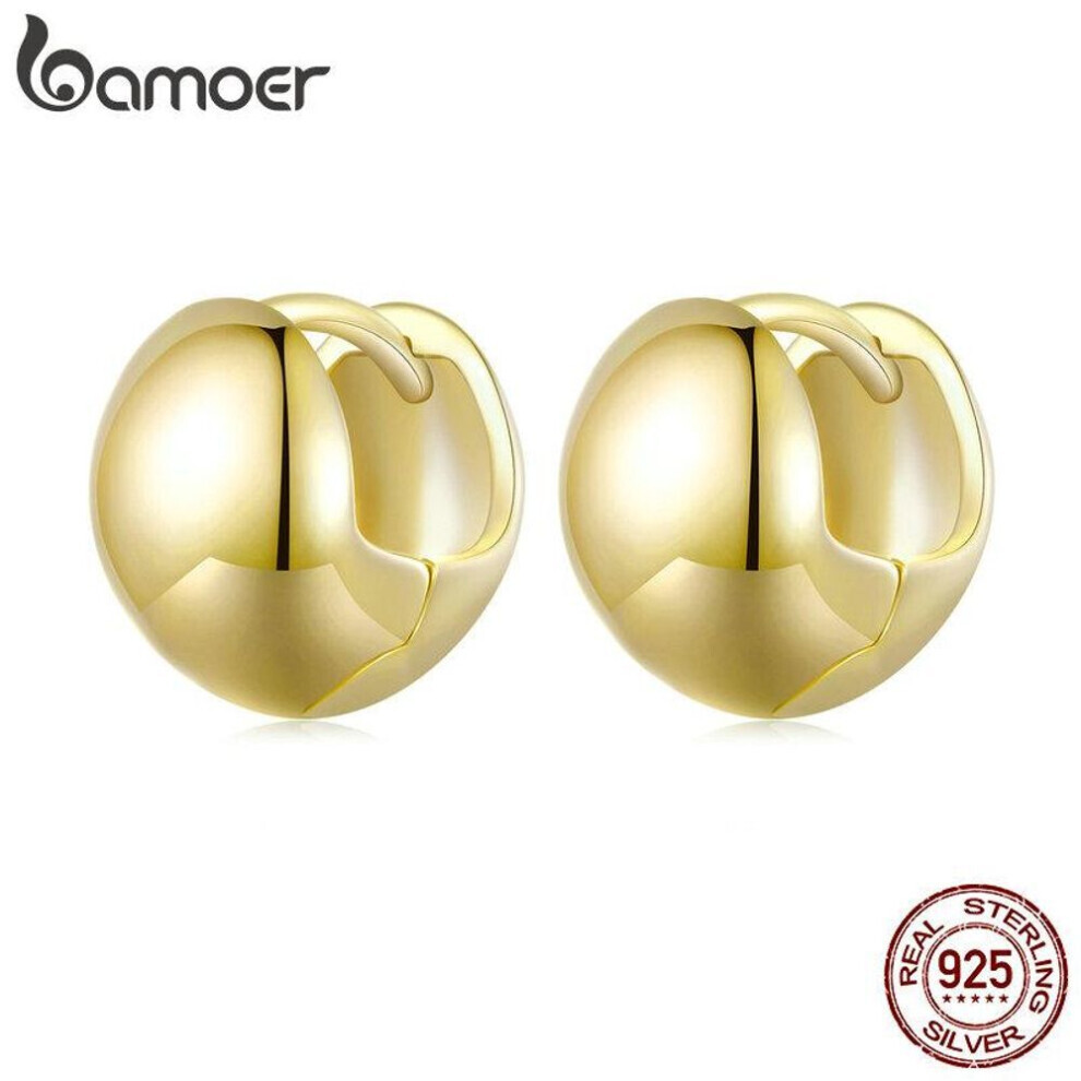 Maxpower (Gold, B) Bamoer 925 Sterling Silver Simple Buckle Earrings Romantic Mirror Polishing Earrings For Women Fine Jewelry