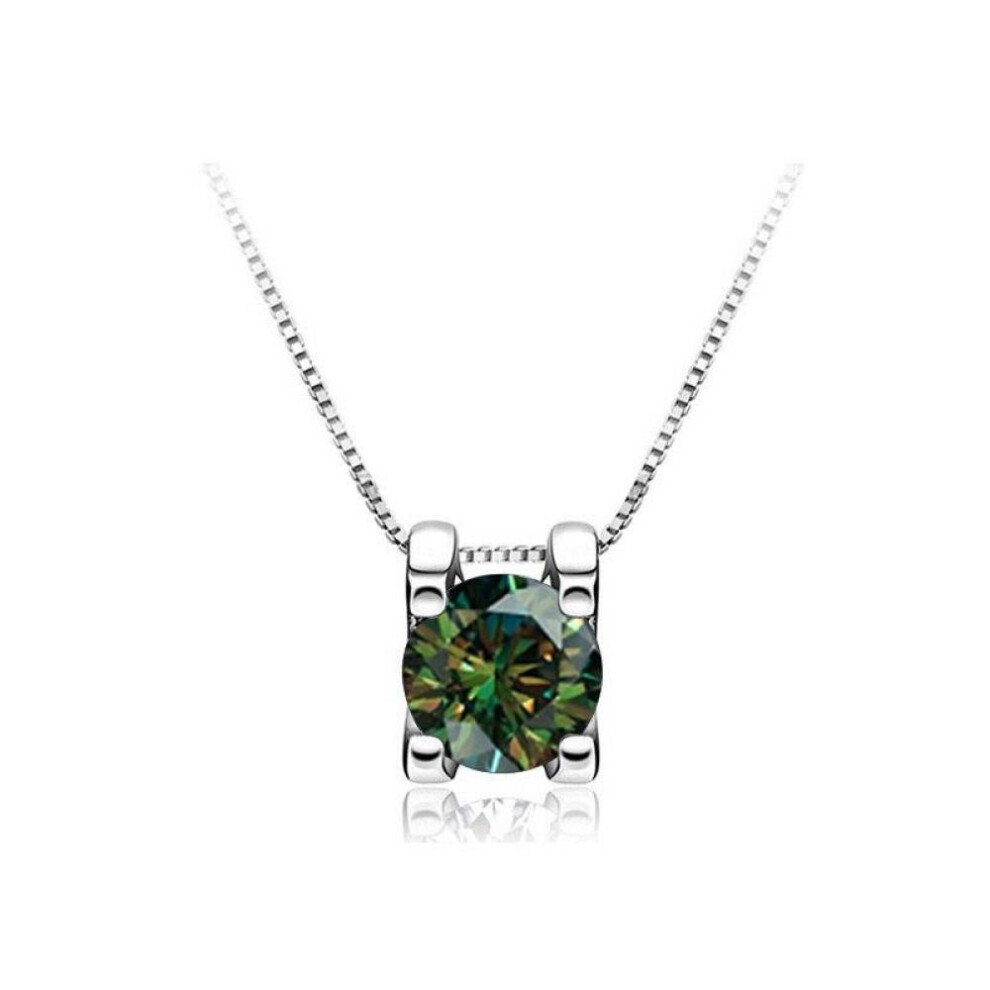 Maxpower (Green, 1.0Ct) Bagueringen Real 1Ct Moissanite Pendant Necklace For Women Top Quality 925 Sterling Silver Wedding Party Bridal Fine Jewelry