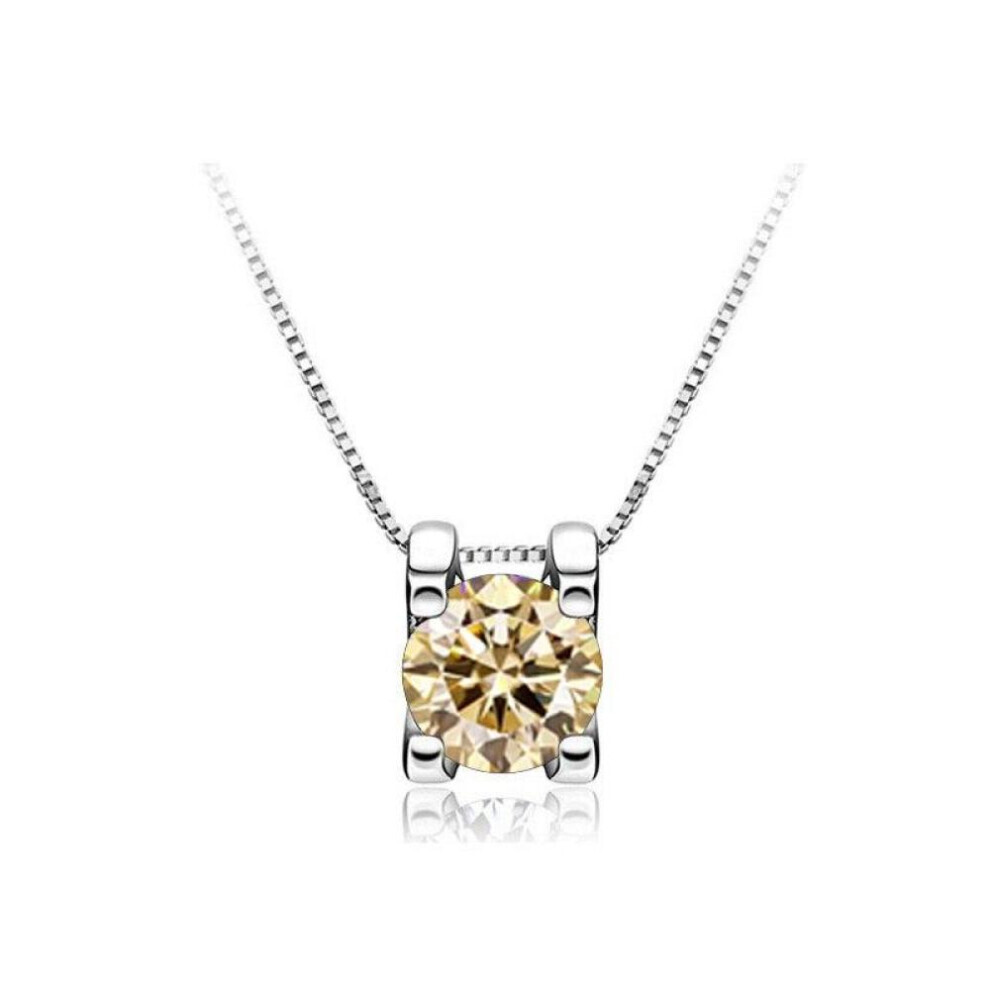 Maxpower (Yellow, 1.0Ct) Bagueringen Real 1Ct Moissanite Pendant Necklace For Women Top Quality 925 Sterling Silver Wedding Party Bridal Fine Jewelry Silver,Yellow