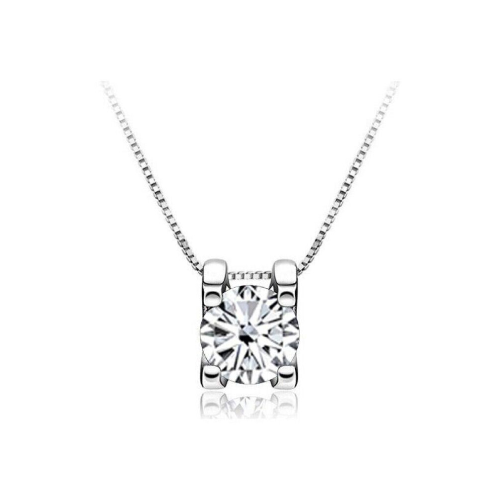 Maxpower (White, 1.0Ct) Bagueringen Real 1Ct Moissanite Pendant Necklace For Women Top Quality 925 Sterling Silver Wedding Party Bridal Fine Jewelry White,Silver