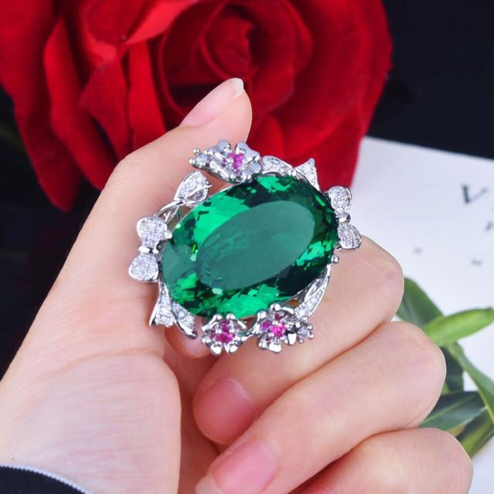 (green, Resizable) 925 Sterling Silver Natural Emerald Ring Gemstone For Women Fine Anillos De Wedding Bands Bizuteria Silver 925 Jewelry Anel Box