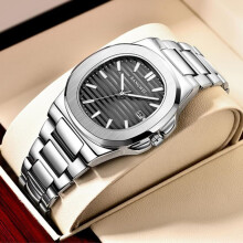 (silver,black) Lige New Men Watch Fashion Casual Square Stainless Steel Quartz Watch Sport Waterproof Watch Night Glow Automatic Date Watch Women Watch