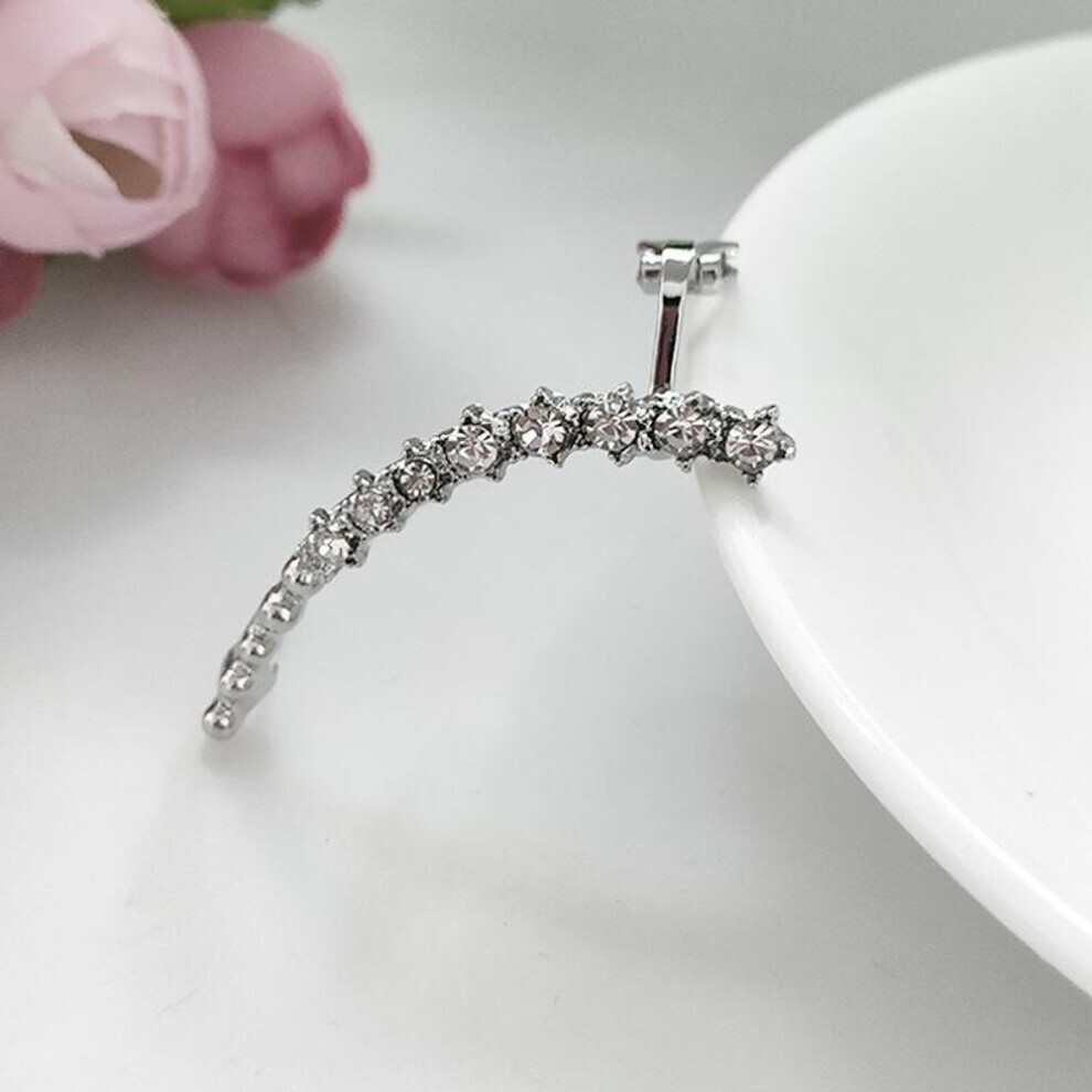 Maxpower (, Right Ear) Rhinestones Ear Clip Ear Bone Earrings Clips Piercing Single Earring For Women Fashion Jewelry Accessories Silver