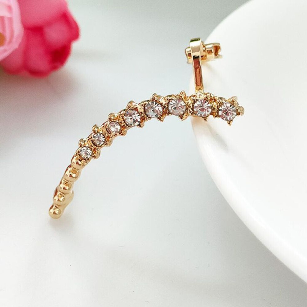 Maxpower (, Right Ear) Rhinestones Ear Clip Ear Bone Earrings Clips Piercing Single Earring For Women Fashion Jewelry Accessories Gold