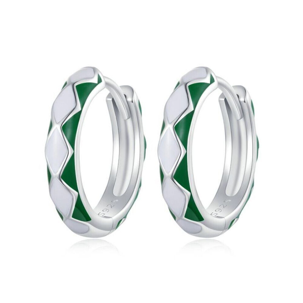 Maxpower (Green) Wostu 925 Sterling Silver Black And White Diamond Pattern Ear Clips For Women Fine Jewelry White,Green,Black