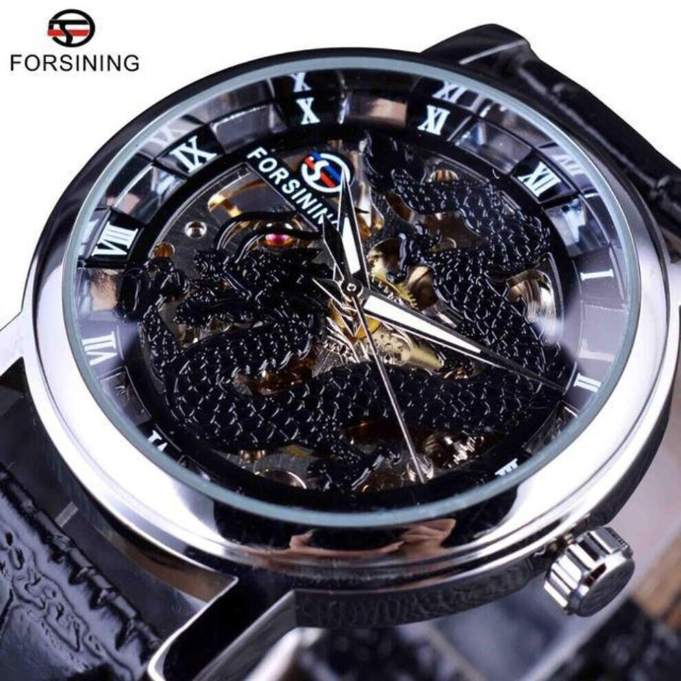 Maxpower (Black) Forsining New Top Men's Watch Casual Skeleton Mechanical Watch Fashion Trend Dragon Men's Watch