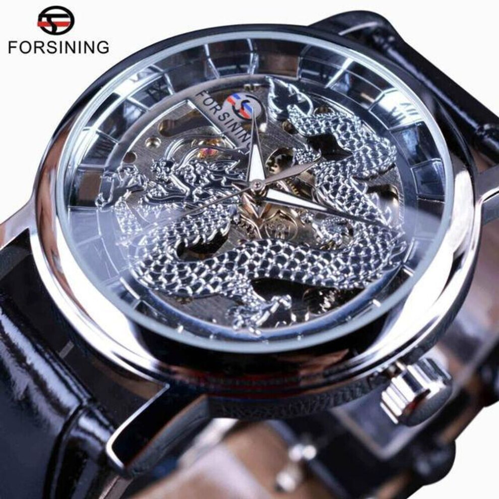 Maxpower (White) Forsining New Top Men's Watch Casual Skeleton Mechanical Watch Fashion Trend Dragon Men's Watch