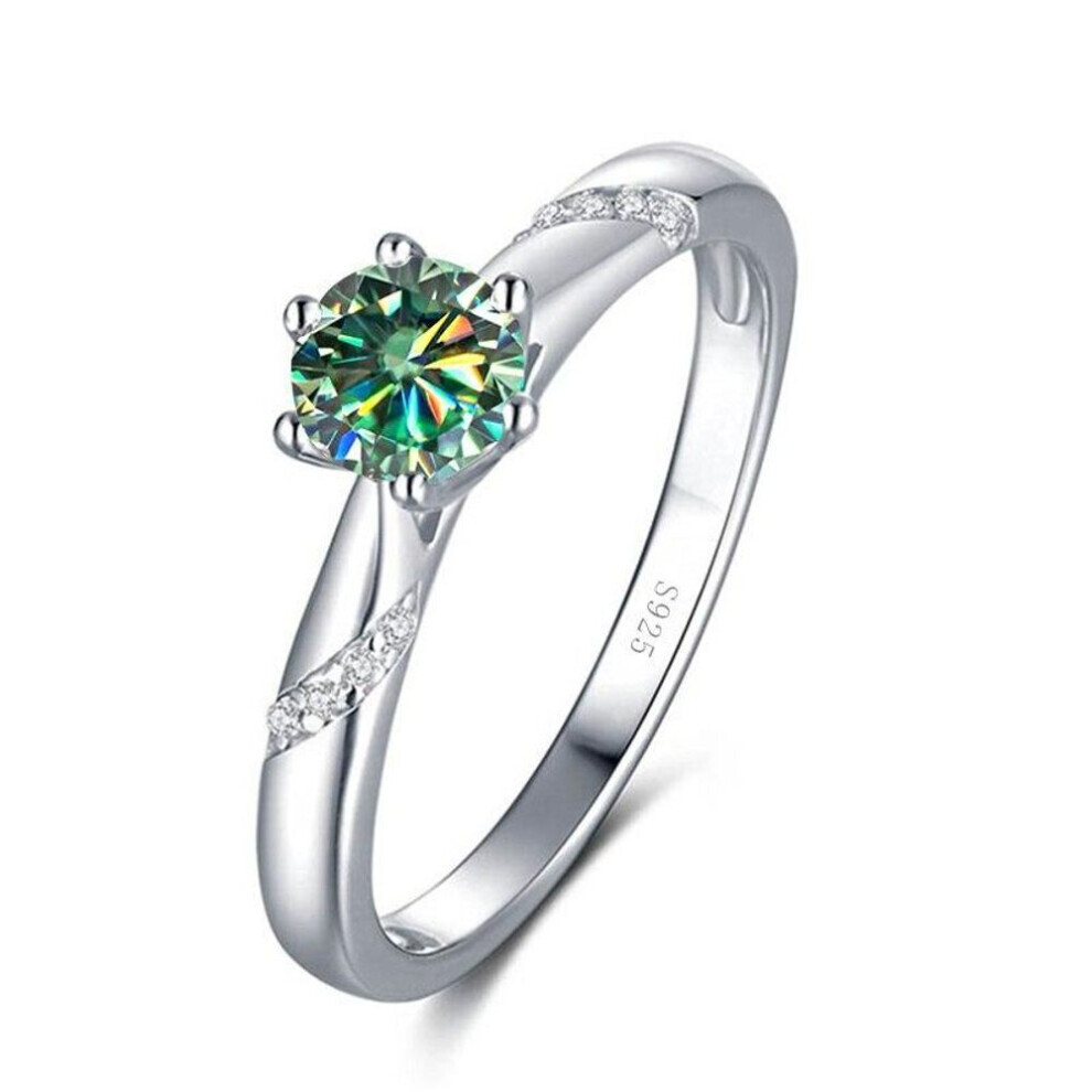 (blue,green, 5) Bague Ringen Real 1.0 Carat Moissanite Diamond Rings For Women Fine Jewelry 925 Sterling Silver Engagement Wedding Lady Anillo