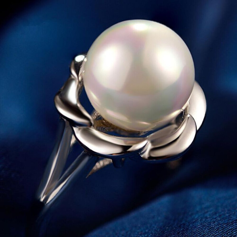 (Resizable) 925 Silver Ring Natural Pearl Wedding Ring Silver Fashion Jewelry For Women Adjustable