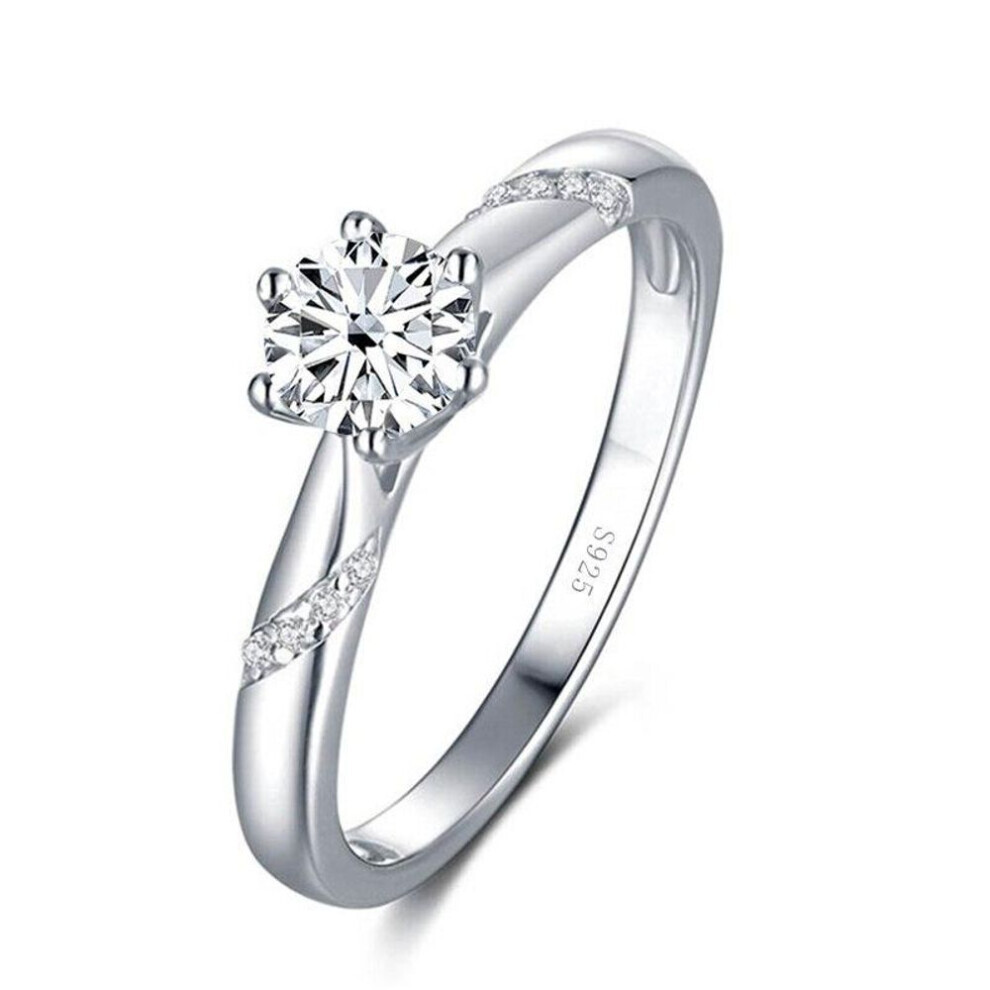 Maxpower (White, 6) Bague Ringen Real 1.0 Carat Moissanite Diamond Rings For Women Fine Jewelry 925 Sterling Silver Engagement Wedding Lady Anillo White,Silver