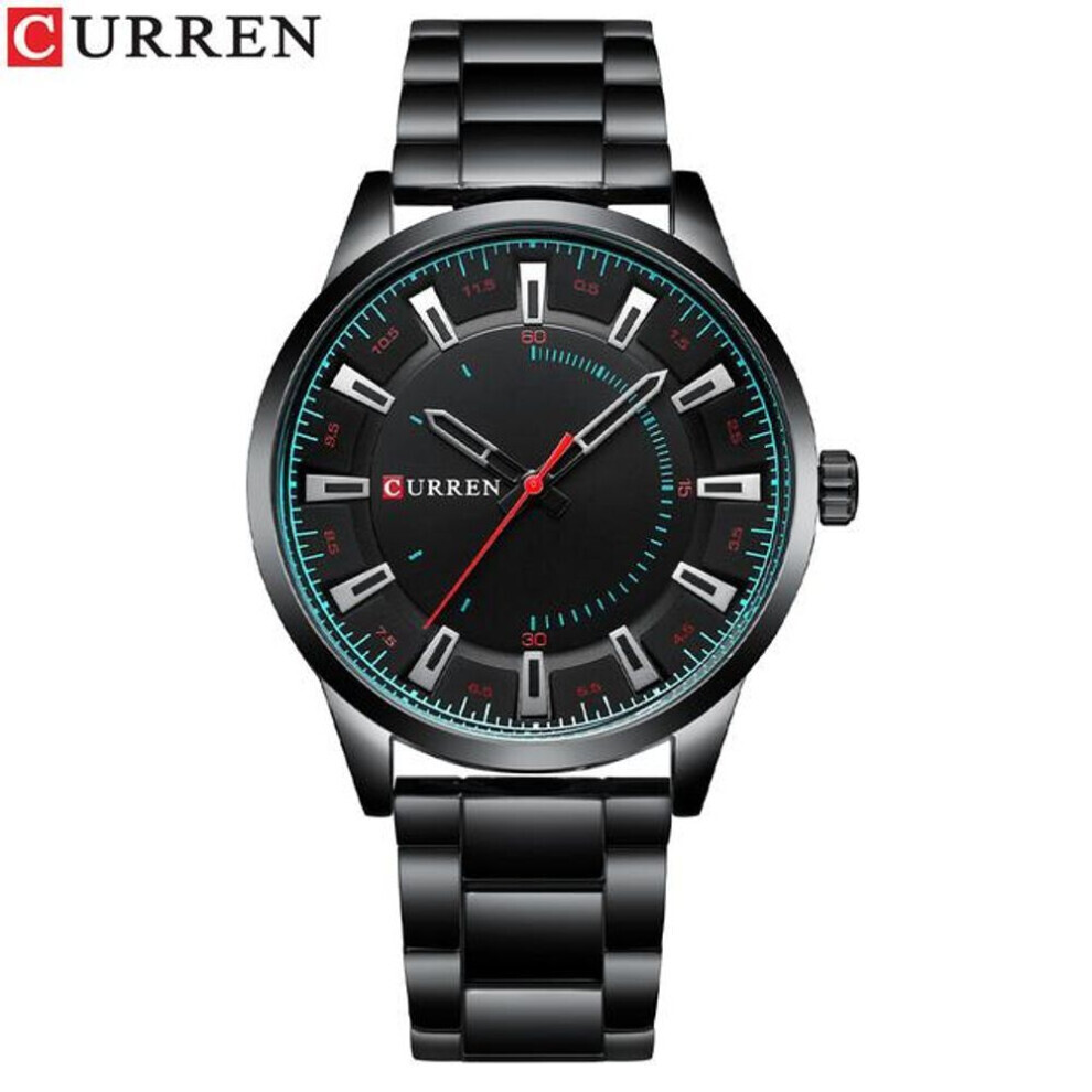 (black) Curren New Fashion Simple Style Men Watches Quartz Wristwatches Stainless Steel Band Clock Male 8406
