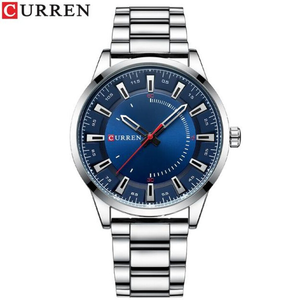 (silver) Curren New Fashion Simple Style Men Watches Quartz Wristwatches Stainless Steel Band Clock Male 8406