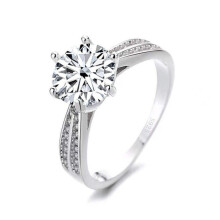 (white, 9) Bagueringen 1.0ct Round 18k White Gold Plated 100% 925 Silver Moissanite Ring Diamond Test Passed Jewelry Woman Girl Gift