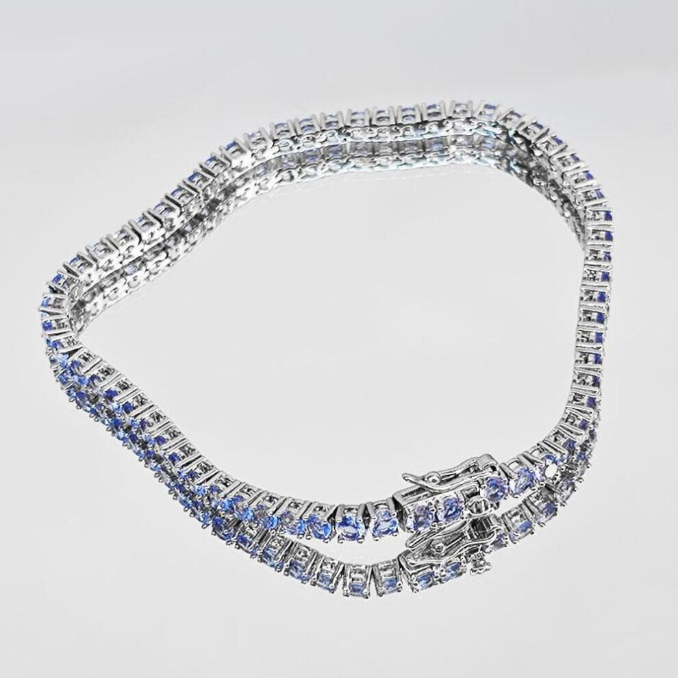 Maxpower (Blue Bell, 20) Women's Bracelet 925 Sterling Silver Bracelets 3Mm Tanzanite Women's Hand Bracelets Blue,Silver