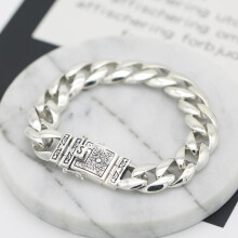 (silver, 20cm) New Exquisite Silver Men Bracelet Glossy Domineering Chinese Style Retro Creative Simple Couple Jewelry Accessory