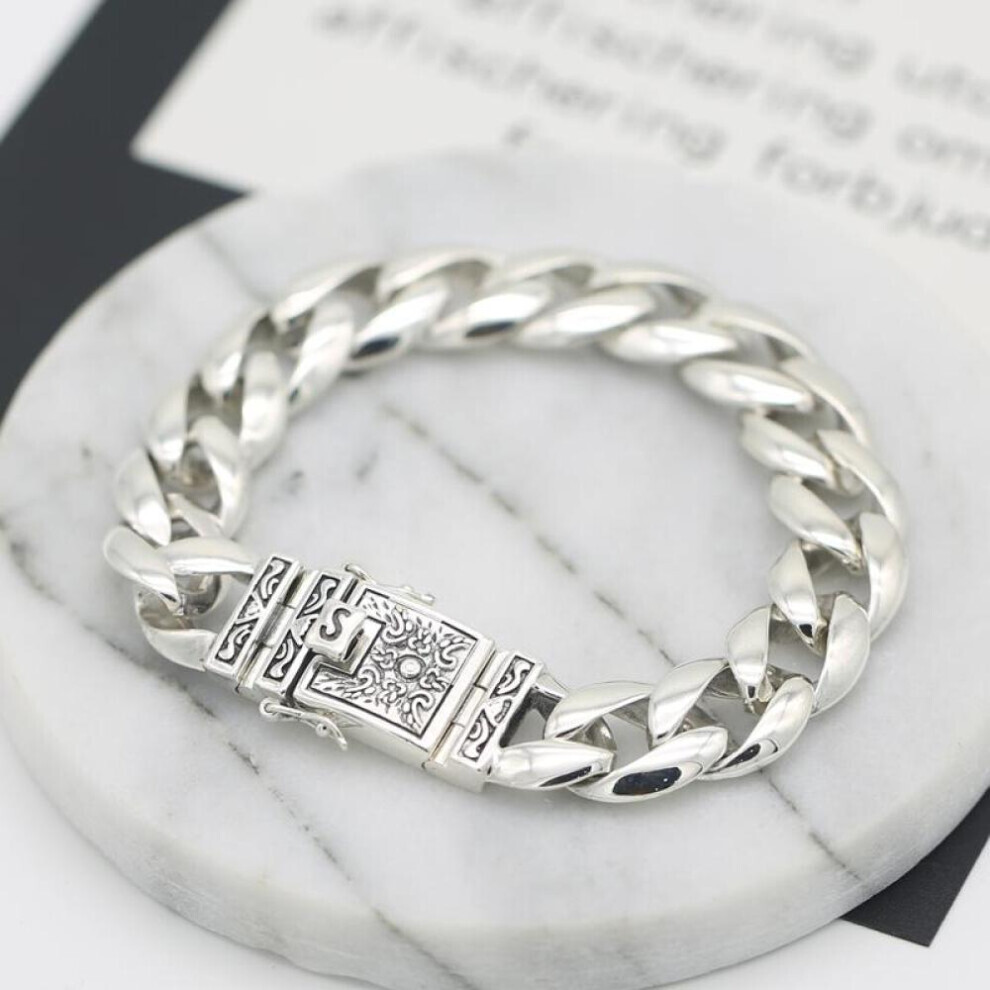 Maxpower (, 20Cm) New Exquisite Men Bracelet Glossy Domineering Chinese Style Retro Creative Simple Couple Jewelry Accessory Silver