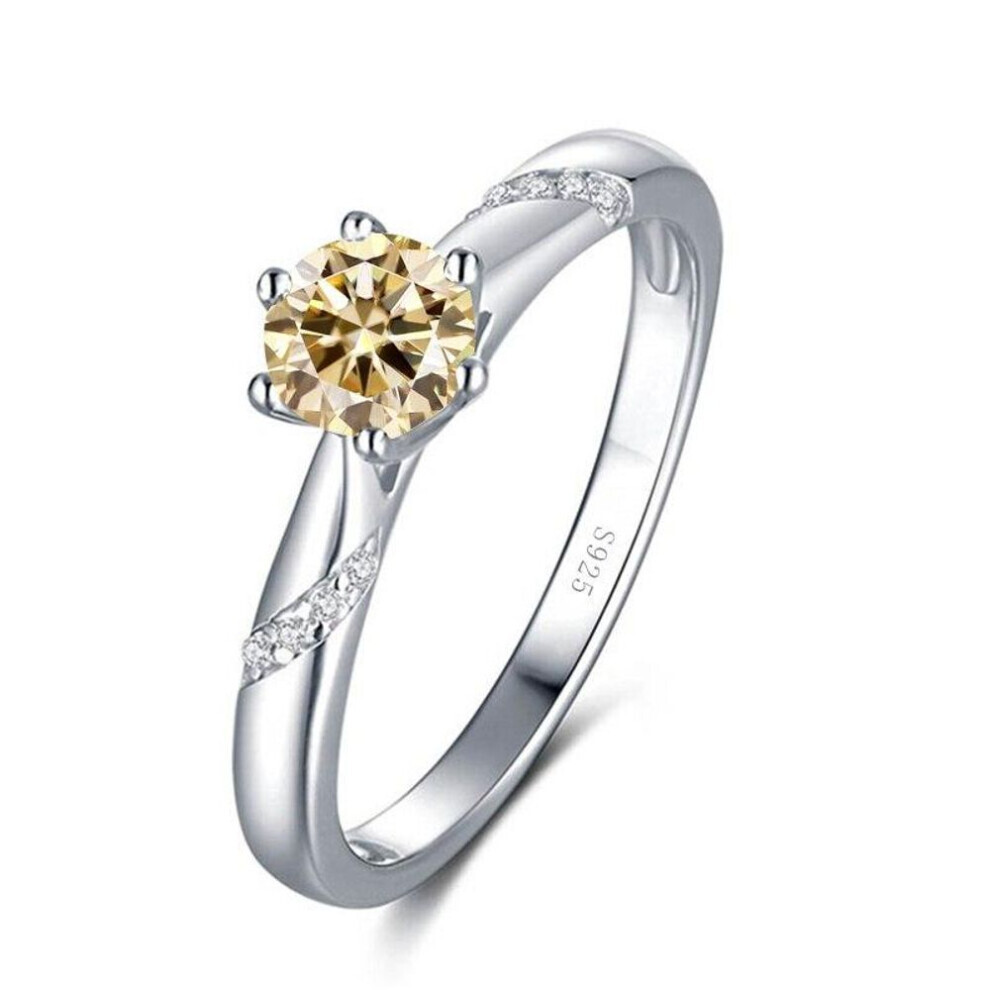 (yellow, 7) Bague Ringen Real 1.0 Carat Moissanite Diamond Rings For Women Fine Jewelry 925 Sterling Silver Engagement Wedding Lady Anillo