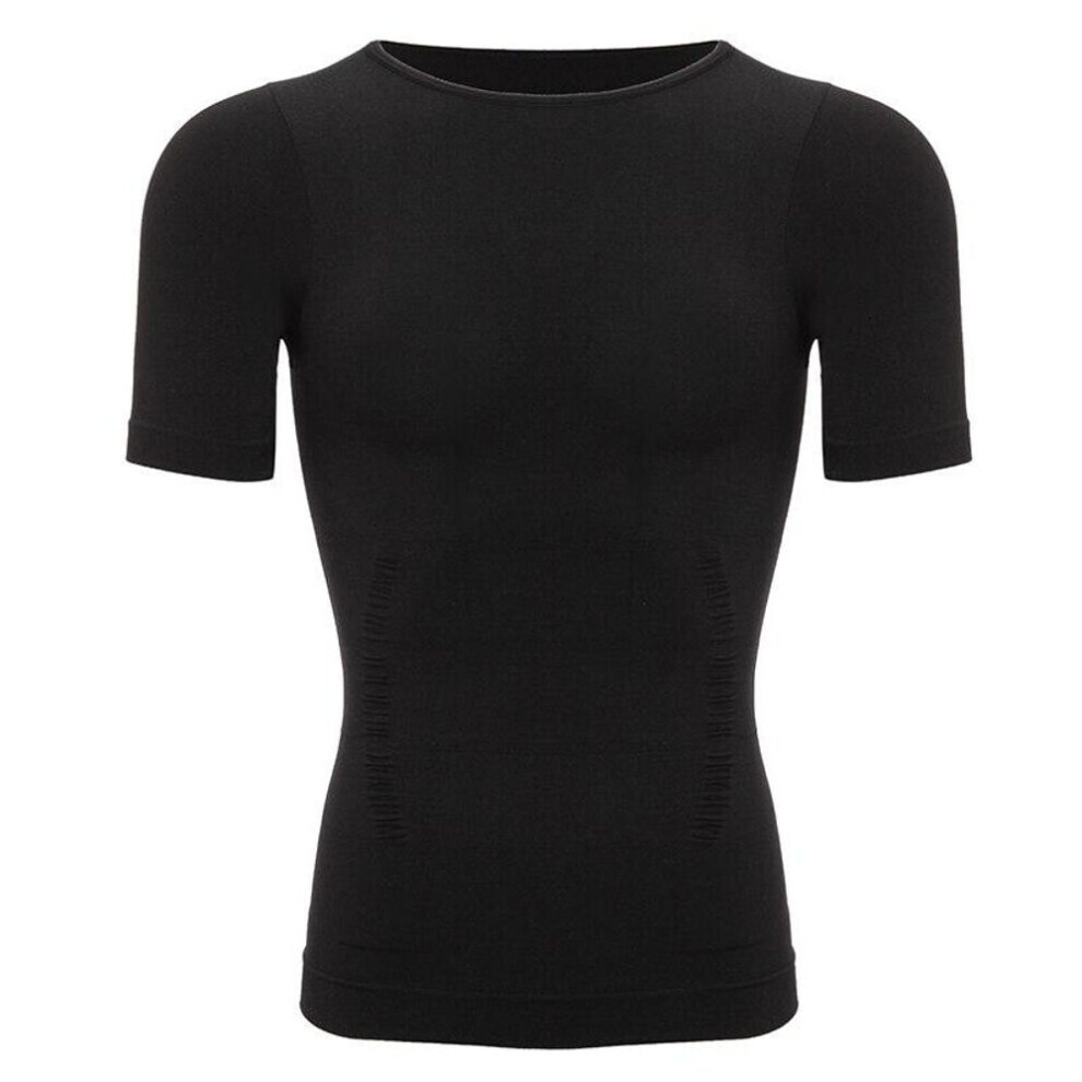 (black, XXL) Men Compression Shirt Undershirt Slimming Underwear Summer Tank Tops Workout Vest Abs Abdomen Slim Body Shaper Tight Shapewear