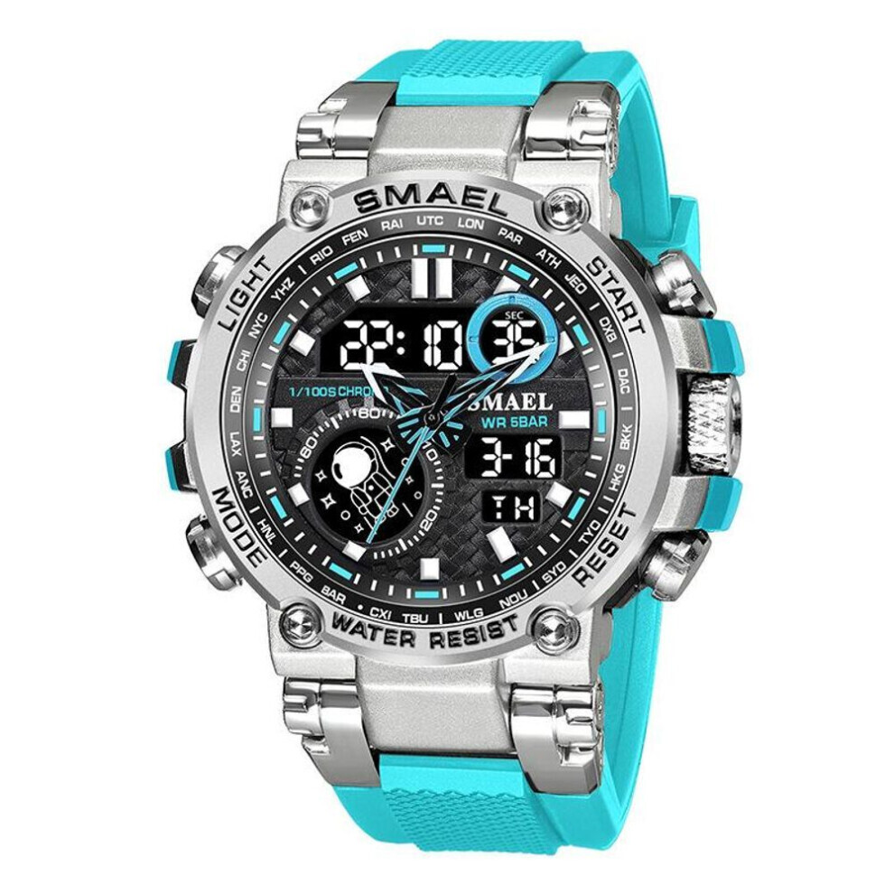 (light blue, NO Package) Smael Men Watch Digital Waterproof Clock Men Army Military Watches Led Men&apos;s Wrist Watch 1803 Sport Watch Relogio Masculino