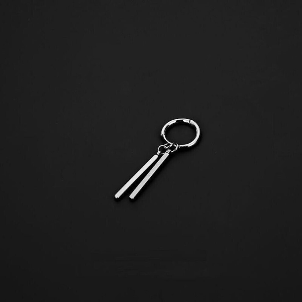(silver) Men Tassel Sticks Earrings Pendientes Jewelry For Women Stainless Steel Piercing Hoop Earrings