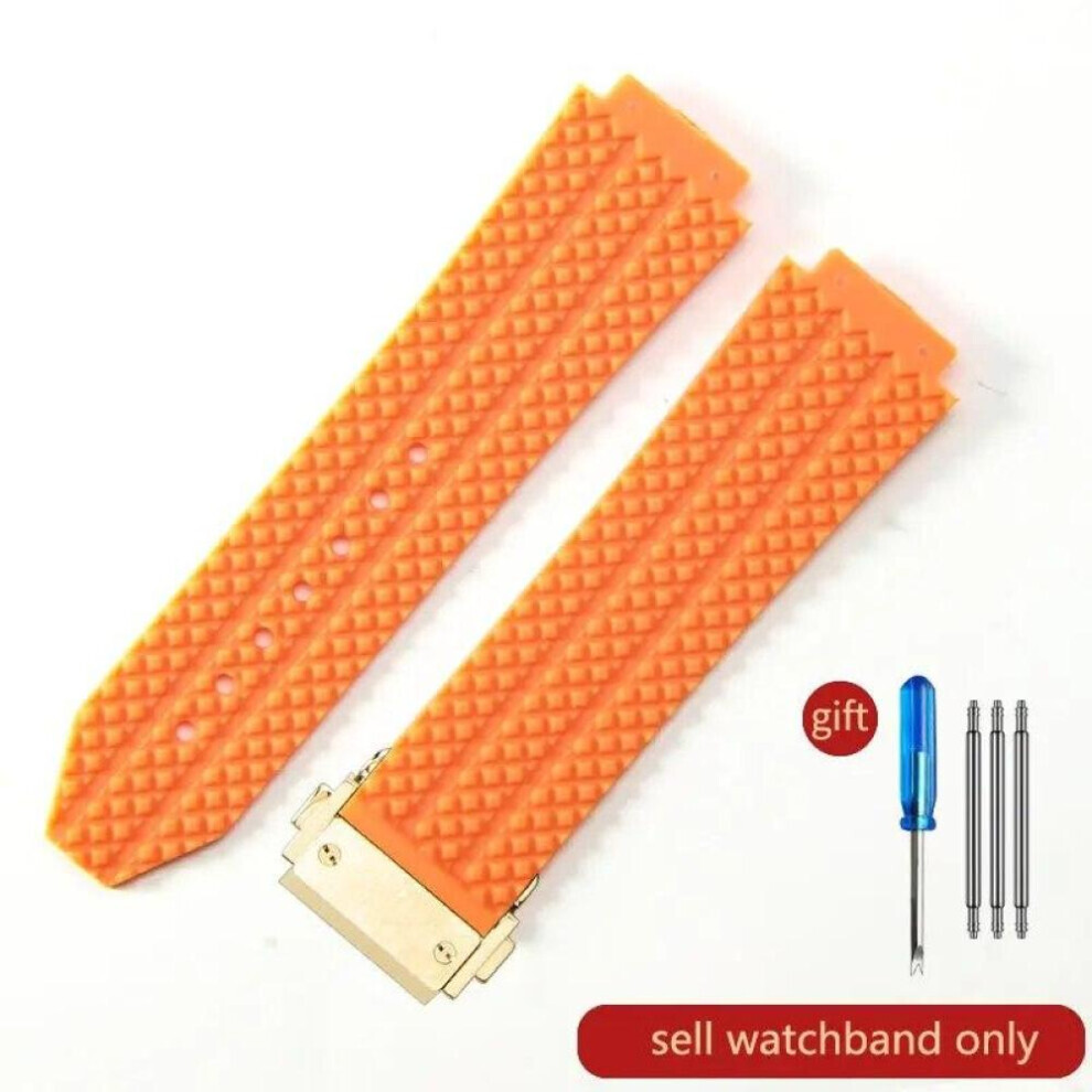 (J01-Orange-Gold-Z2  24x17mm) For Hublot Yubo High Quality Silicone Waterproof Watch Strap Classic Fusion Big Bang Rubber Men&apos;s 26*19mm 24*17mm Accessories