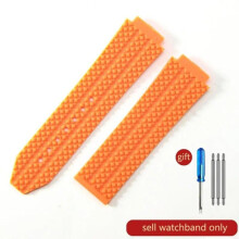 (J01-Orange-No Buckle 26x19mm) For Hublot Yubo High Quality Silicone Waterproof Watch Strap Classic Fusion Big Bang Rubber Men's 26*19mm 24*17mm Accessories