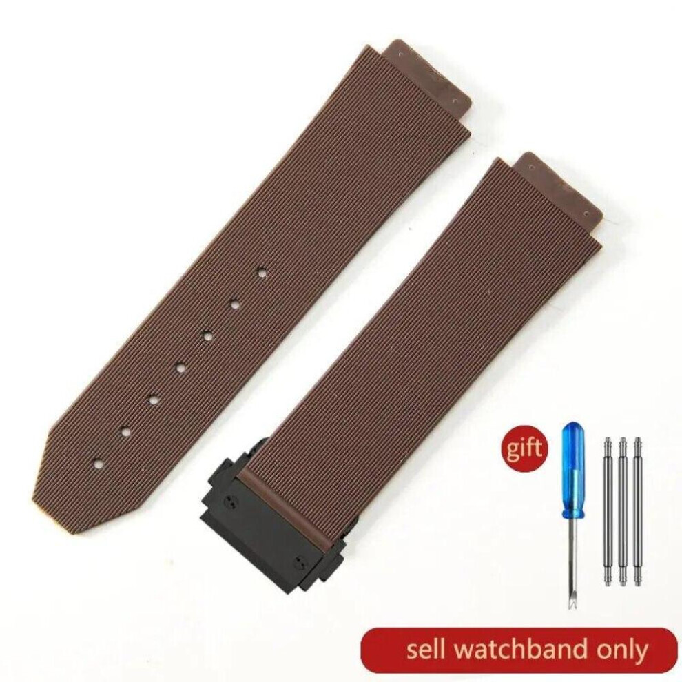 (J02-Brown-Black-Z2  26x19mm) For Hublot Yubo High Quality Silicone Waterproof Watch Strap Classic Fusion Big Bang Rubber Men&apos;s 26*19mm 24*17mm Accessories