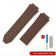 (J02-Brown-No Buckle 26x19mm) For Hublot Yubo High Quality Silicone Waterproof Watch Strap Classic Fusion Big Bang Rubber Men's 26*19mm 24*17mm Accessories