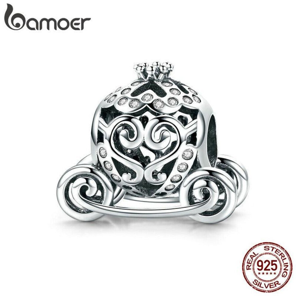 Maxpower (Scc792) Bamoer New Arrival 925 Sterling Princess Pumpkin Carriage Beads Fit Charm Bracelets & Bangles Silver