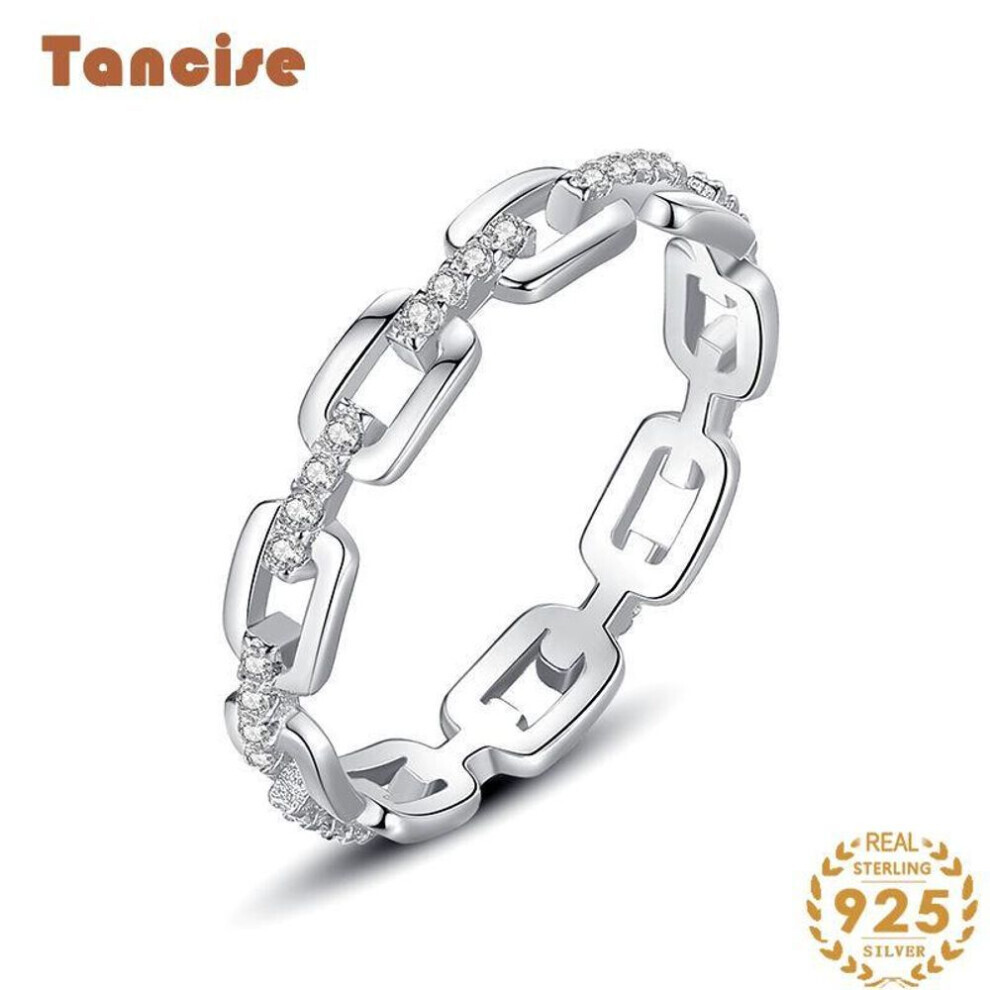 Maxpower (, 7) Tancise Classic 925 Sterling Zircon Ring Ladies Jewelry Wedding Promise Party Gift Silver