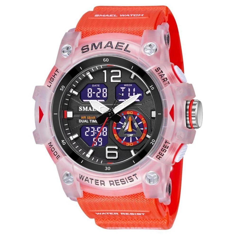 Maxpower (Red) Smael Military Watch Quartz Wristwatches Sport 50M Waterproof Alarm Clock Light Analog Digital Male Clocks 8007 Mens Watches Digital Red