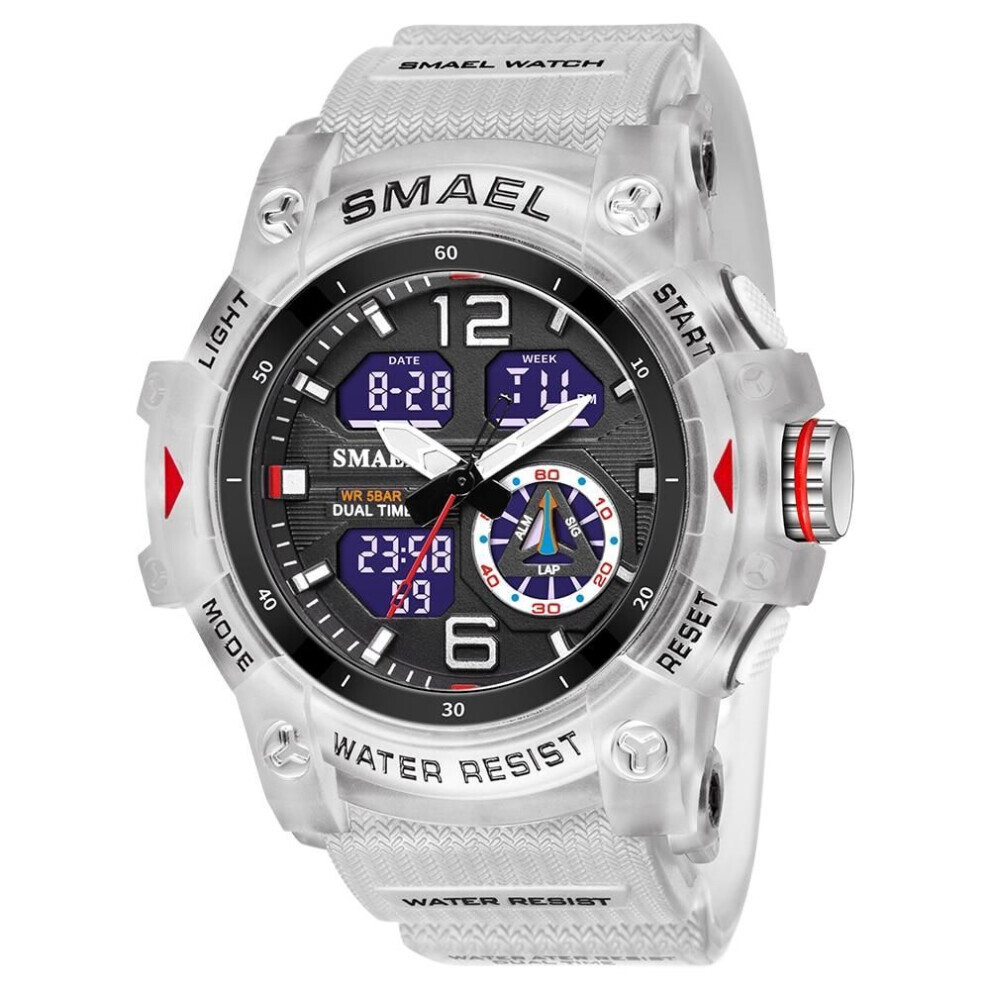 (white) Smael Military Watch Quartz Wristwatches Sport 50m Waterproof Alarm Clock Light Analog Digital Male Clocks 8007 Mens Watches Digital-image-OPC-PG8KDB9-NEW
