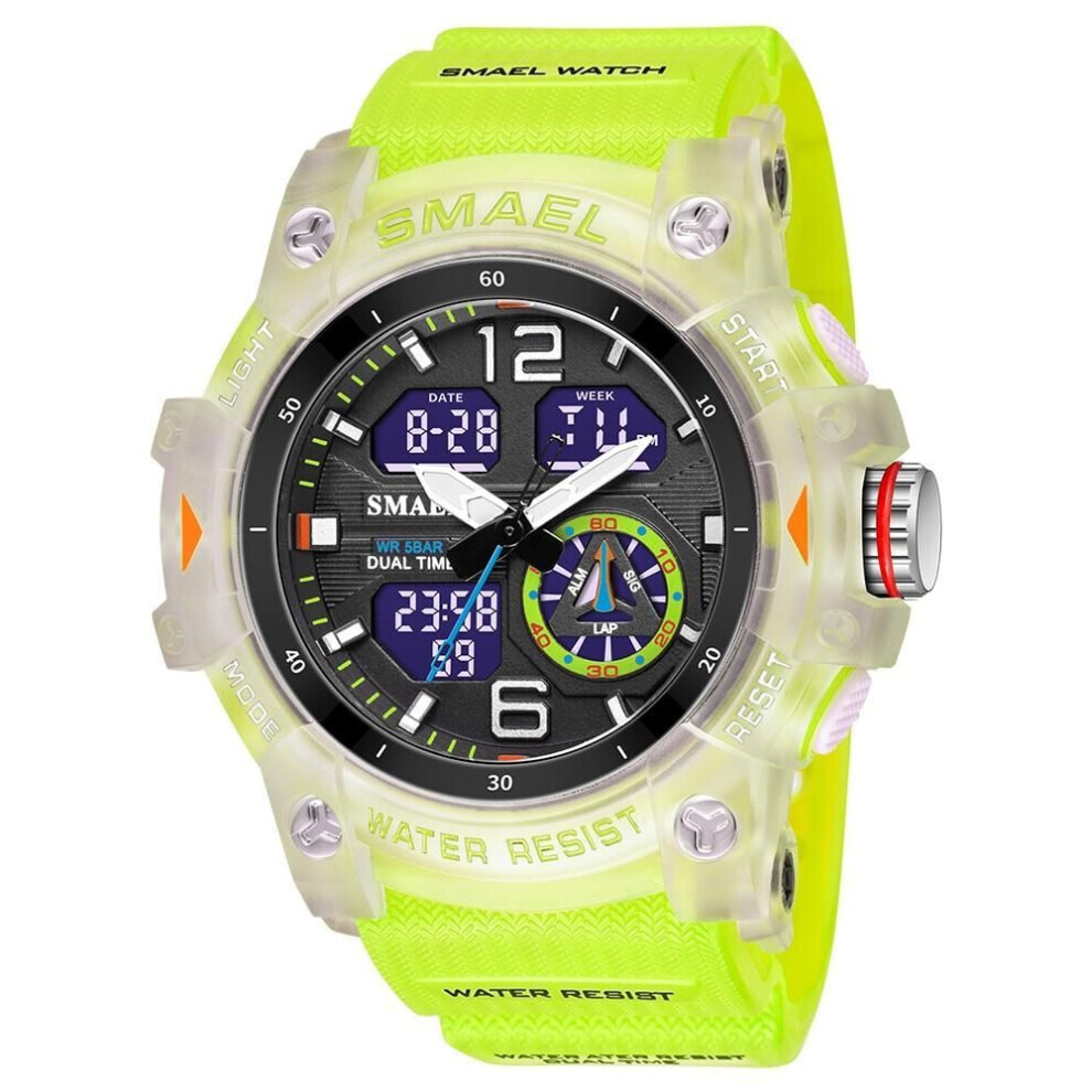 Maxpower (Green) Smael Military Watch Quartz Wristwatches Sport 50M Waterproof Alarm Clock Light Analog Digital Male Clocks 8007 Mens Watches Digital Green