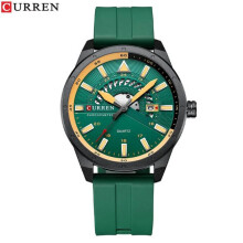 (green) Curren Fashion Men Watch Top Brand Luxury Waterproof Sport Mens Watches Silicone Automatic Date Military Wristwatch 8421