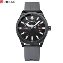 (grey) Curren Fashion Men Watch Top Brand Luxury Waterproof Sport Mens Watches Silicone Automatic Date Military Wristwatch 8421