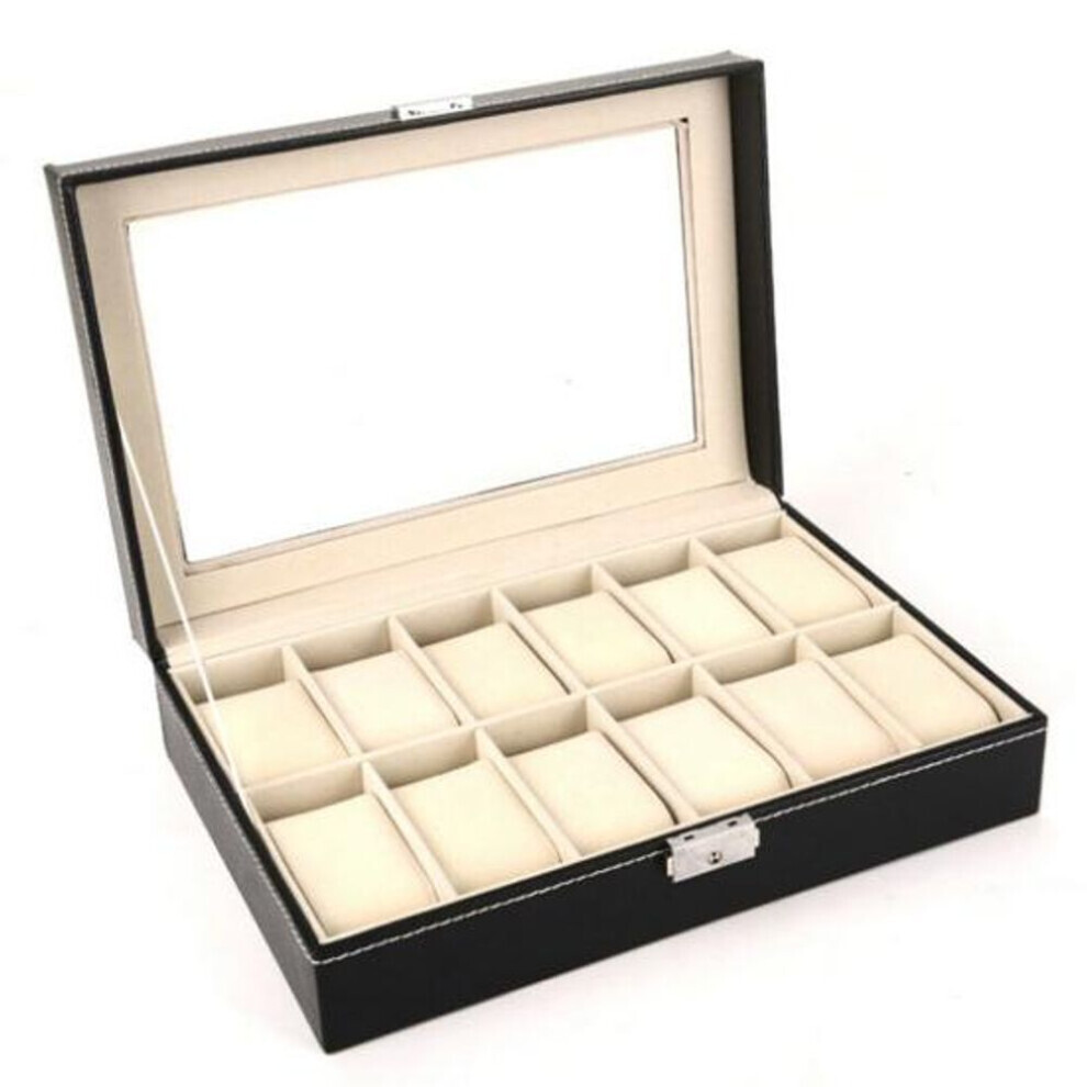 Maxpower (12 Slot) 6/10/12/20 Slots Faux Leather Wrist Watch Storage Box Display Case Organizer