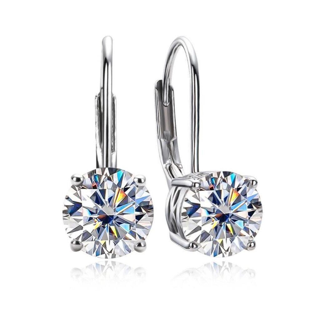 (as the picture) Carat D Color Moissanite Diamond Dangle Drop Earrings 925 Sterling Silver Bow Cuff Earrings Charm Jewelry