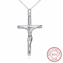 (as the picture, 45cm) Lekani Silver Creative Male Necklace Men Jewelry Birthday Gifts 925 Sterling Silver Cross Jesus Pendant Necklace Fine Jewelry