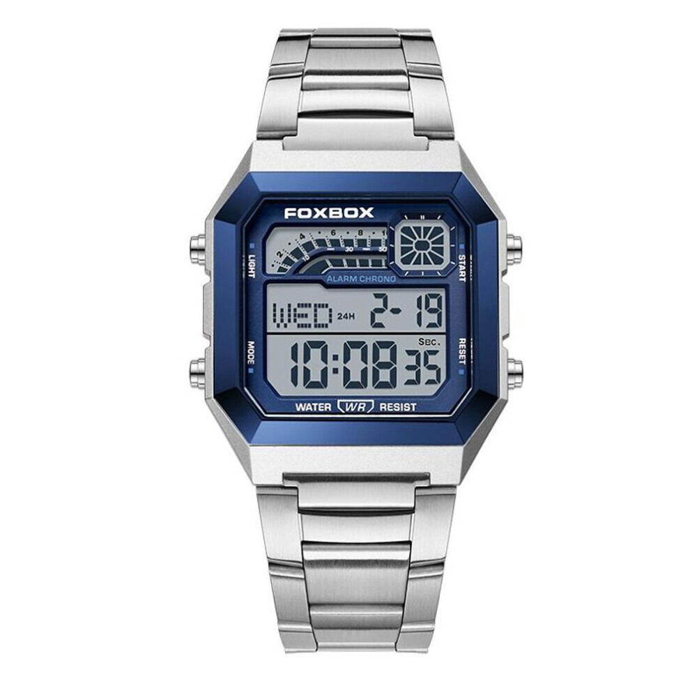 (blue) Lige Fashion Digital Watch Men&apos;s Multi-function Alarm Clock Luminous Stopwatch Waterproof Watch