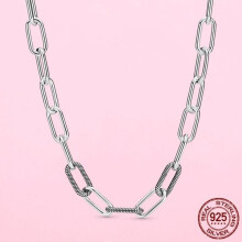 (as the picture, 50cm) 925 Sterling Silver Me Link Necklace For Fashion Elegant Women Fine Jewelry Fit Charm Jewelry Making